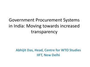 Procurement systems in India and changes over the past few