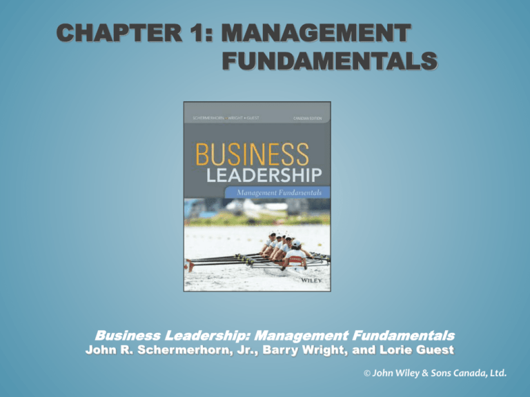 Chapter 1 Management Fundamentals