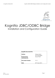 Kognitio JDBC/ODBC Bridge Installation Overview
