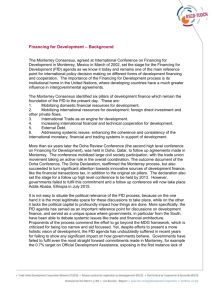 1 pager on Financing for Development