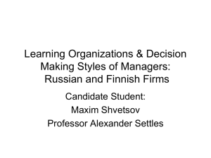 Learning Organizations: Russian and Finnish Firms