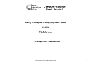 Computer Science Weekly Teaching Program Semester 1 - 2014