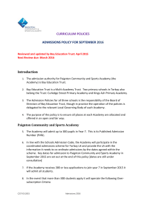 Admissions Policy 2016-17 - Paignton Community and Sports