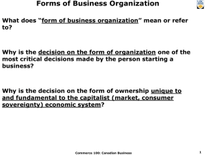 Forms of Business Operations – Notes