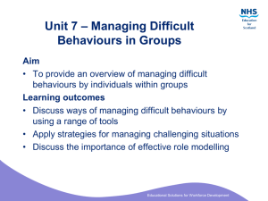 Unit 7: Managing difficult behaviours in groups