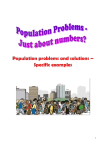 Population Problems - Just about numbers? Population problems