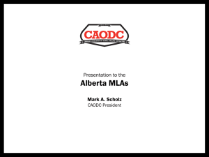 Alberta MLA Presentation - Janurary 22, 2016