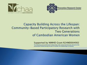 Capacity Building Across the Lifespan: Community-Based