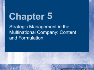 Basic Strategy for the Multinational Company