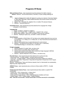 Math and Science Focus * basic requirements plus three electives