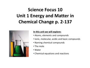 Science Focus 10 Unit 1 Energy and Matter in Chemical Change pp