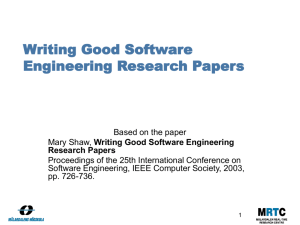 Writing Good Software Engineering Research Papers
