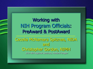 Working with NIH Program Officials: PreAward & PostAward