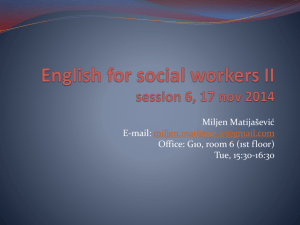 English for social workers I session 1, 5 oct 2009