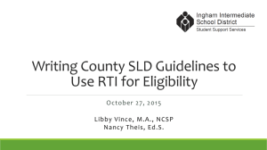 Writing County SLD Guidelines To Use RTI For Eligibility