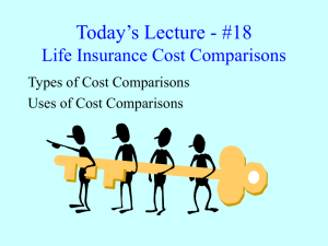 Today's Lecture - #18 Life Insurance Cost Comparisons