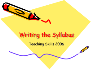 Writing the Syllabus