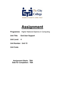 Assignment End User Support - Unit 15 - V1 - eus