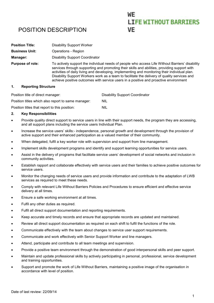 Disability Support Worker