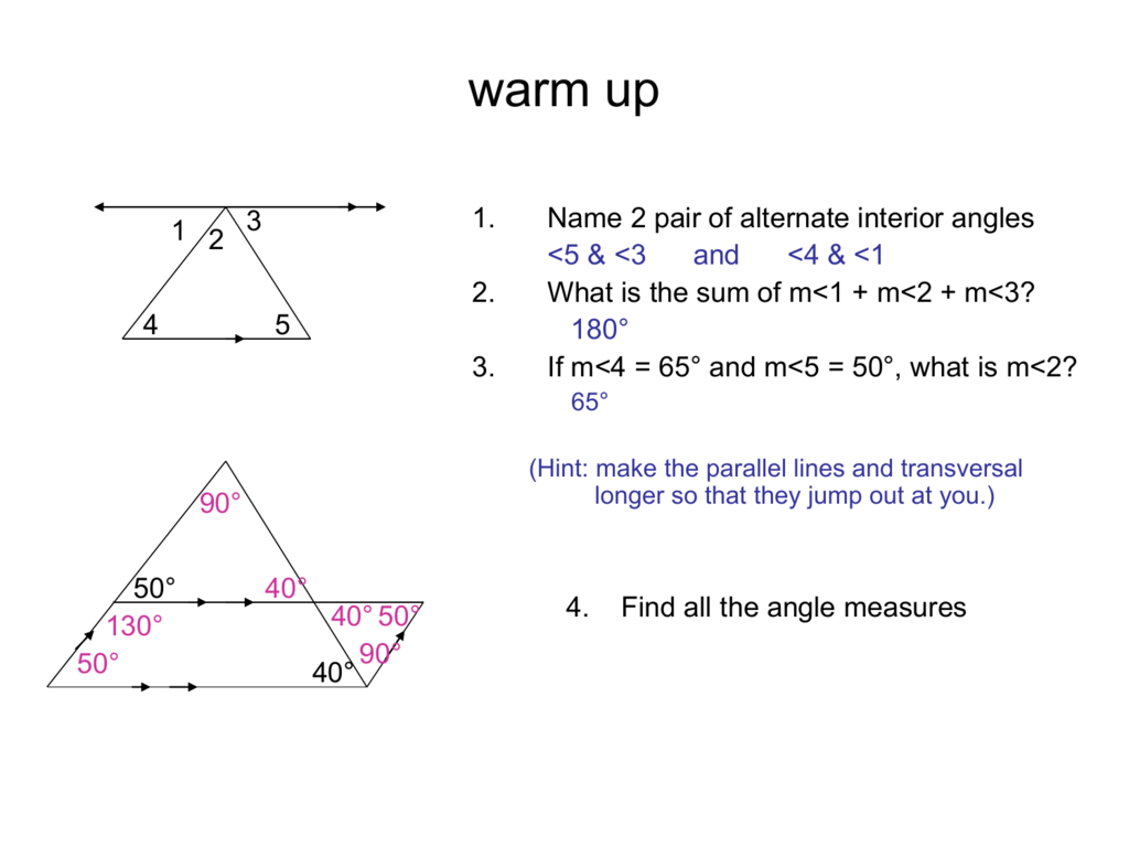 Triangle Sum Theorem Ex Angle Theorem