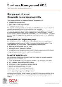 Sample unit of work - Corporate social responsibility