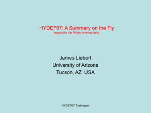 HYDEF07: A Summary on the Fly