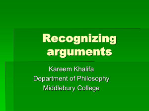 Recognizing arguments - Middlebury College: Community Home Page