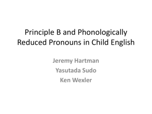 Principle B and Phonologically Reduced Pronouns in Child
