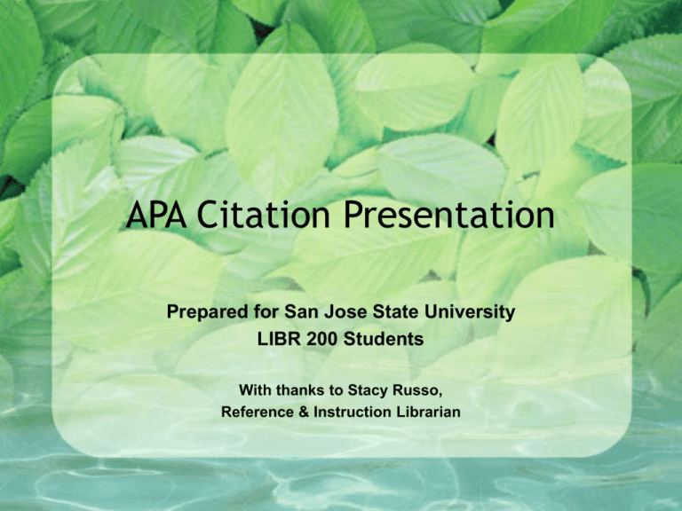 Power Point Presentation On APA Style