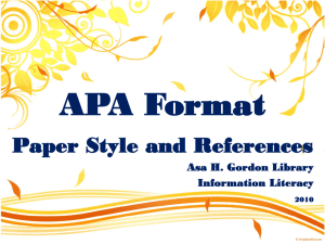 APA Formatting - Asa H. Gordon Library