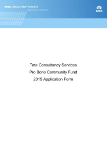 Tata Consultancy Services Pro Bono Community Fund 2015
