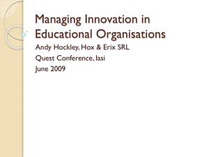Managing Innovation in Educational Organisations