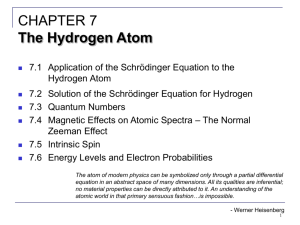 CHAPTER 7: The Hydrogen Atom