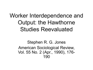 Worker Interdependence and Output: the Hawthorne Studies