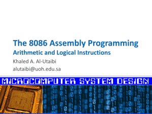 The 8086 Arithmetic and Logic Instructions