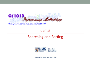Unit 18: Searching and Sorting