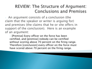 The Structure of Argument: Conclusions and Premises (Claims and