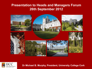 Presentation to Heads and Managers Forum 26th September 2012