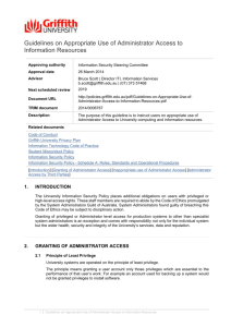 Guidelines on Appropriate use of Administrator Access to