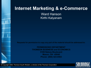 Internet Marketing and Ecommerce By Ward Hanson and xxxxxxx