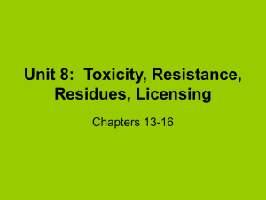 Unit 7: Toxicity, Resistance, Residues, Licensing