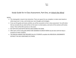 Study Guide ITW InClass Assessment Part One