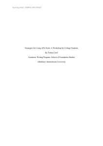 Running head: SAMPLE APA PAPER Strategies for Using APA Style