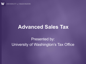 Advanced Sales Tax - University of Washington