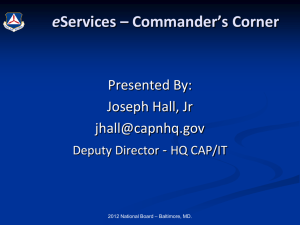 eServices – Commander's Corner