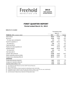 2013 first quarter interim report