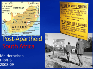 Post-Apartheid South Africa - Hood River County School District