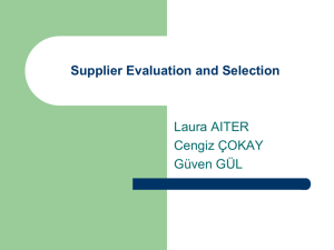 Supplier Evaluation and Selection