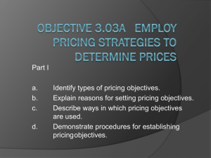 Objective 3.03 Employ Pricing Strategies to Determine Prices