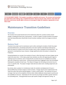 Maintenance Transition Guidelines